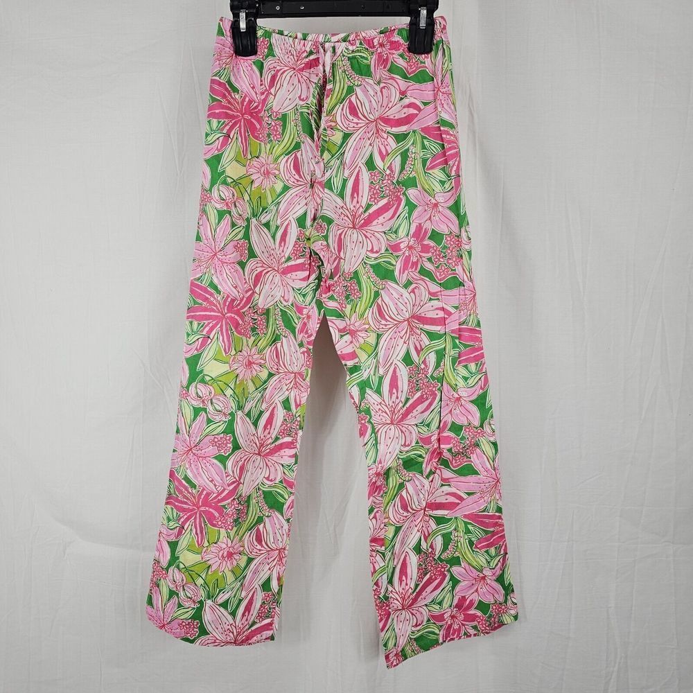 Lilly Pulitzer Pink and Green Floral Pajama Pants